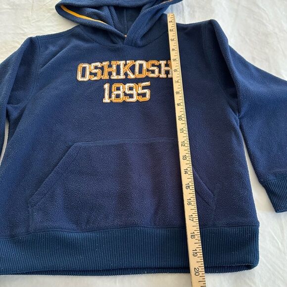 Oshkosh B'gosh Fleece Pullover Hoodie Navy Blue & Gold Sz 7 - Picture 2 of 5